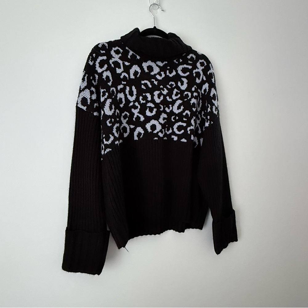 Nine West Black and White Cowl Neck Sweater